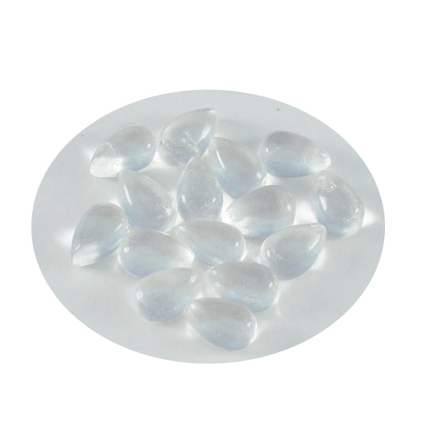 Crystal Quartz 10PC Tiny 3x5 MM Pear Cabochon White Shine semi Precious Loose Gemstones