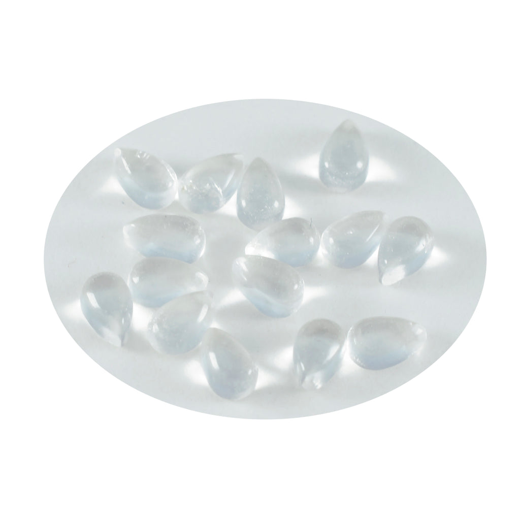 Crystal Quartz 1PC Small 6x8 MM Pear Cabochon White Natural semi Precious Gems