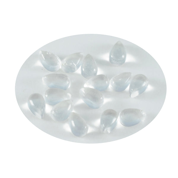 Crystal Quartz 1PC Small 6x9 MM Pear Cabochon White Genuine semi Precious Loose Gems