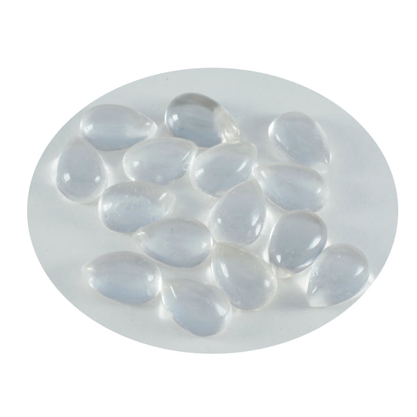 Crystal Quartz 1PC Small 6x9 MM Pear Cabochon White Genuine semi Precious Loose Gems