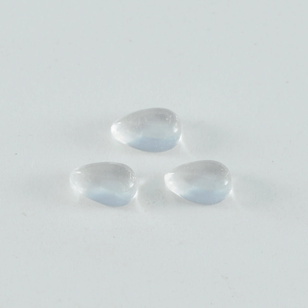 Crystal Quartz 1PC Small 6x8 MM Pear Cabochon White Natural semi Precious Gems