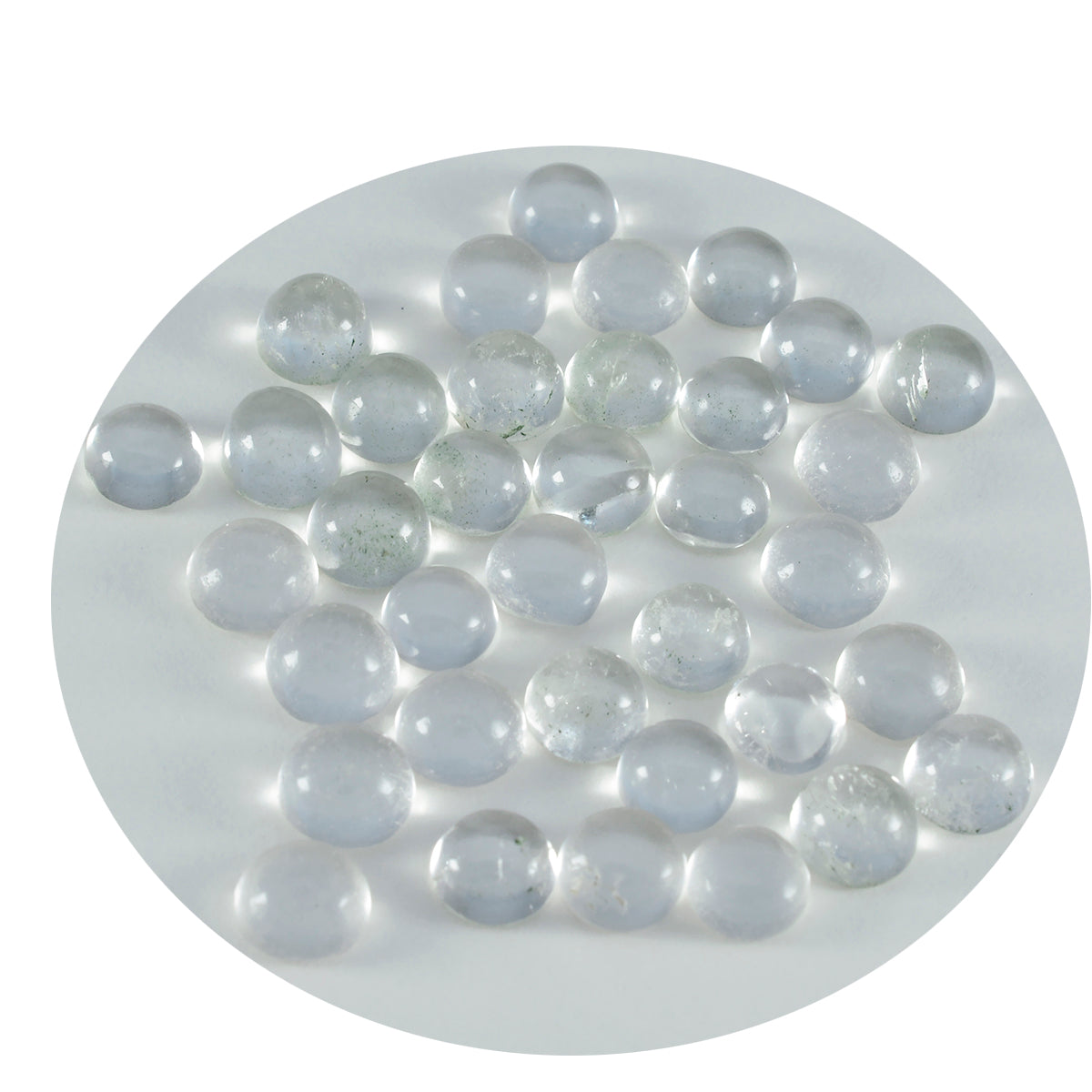 Crystal Quartz 10PC Tiny 5x5 MM Round Cabochon White Polished semi Precious Loose Gems