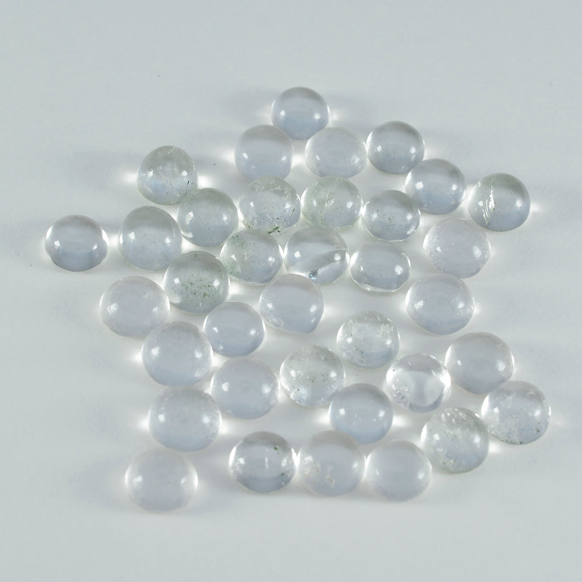 Crystal Quartz 10PC Tiny 5x5 MM Round Cabochon White Polished semi Precious Loose Gems Immagine principale del prodotto
