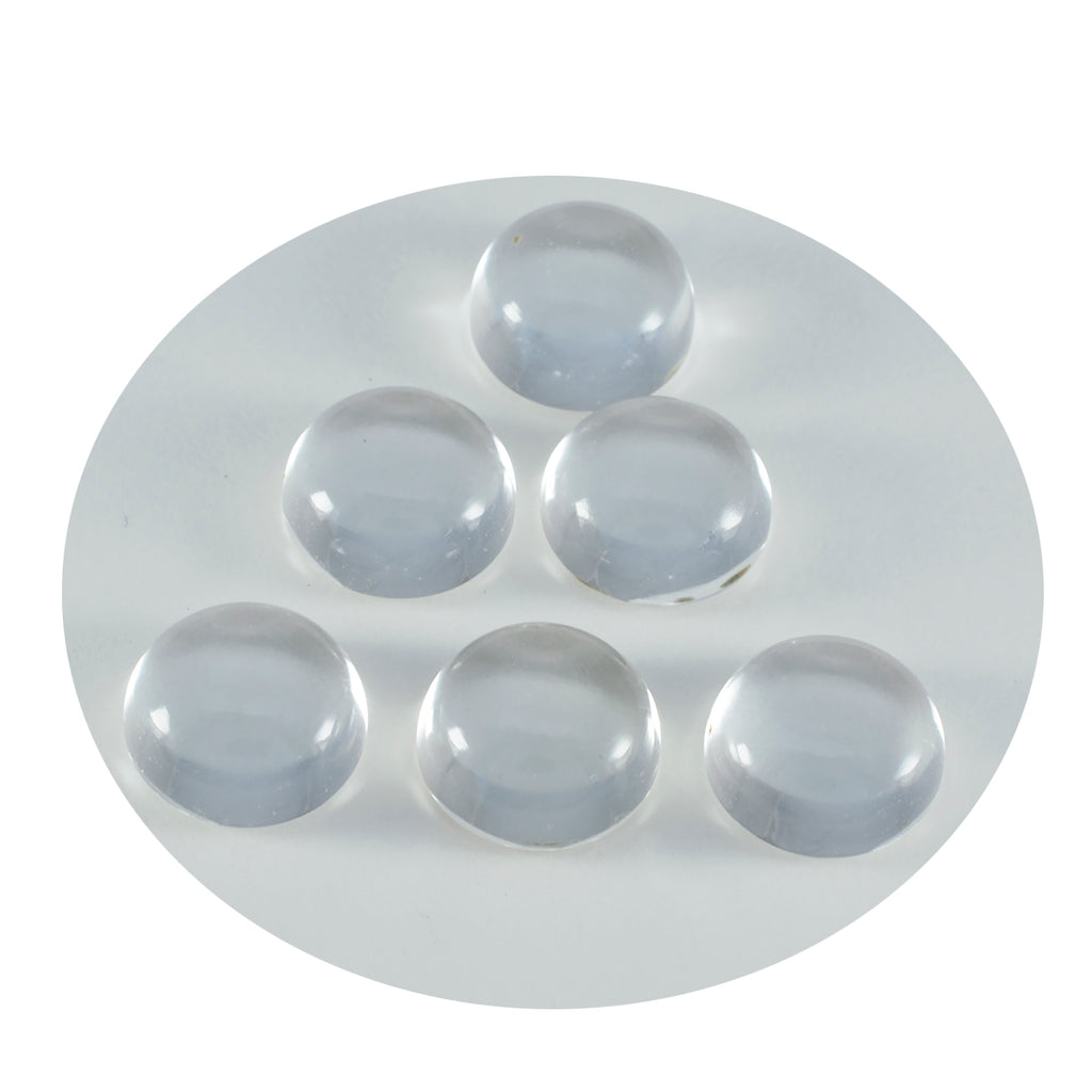 Crystal Quartz 1PC Small 8x8 MM Round Cabochon White Lustrous semi Precious Semi Precious Gemstone