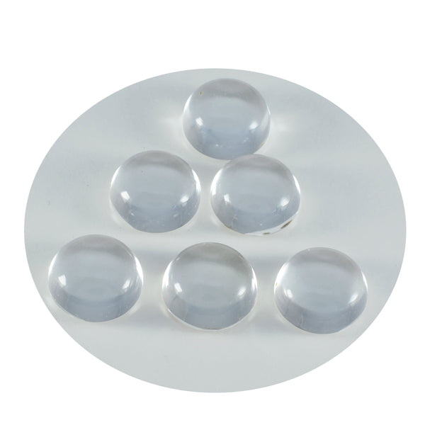 Crystal Quartz 1PC Small 8x8 MM Round Cabochon White Lustrous semi Precious Semi Precious Gemstone