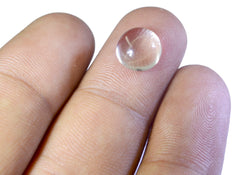 Crystal Quartz 1PC Small 8x8 MM Round Cabochon White Lustrous semi Precious Semi Precious Gemstone