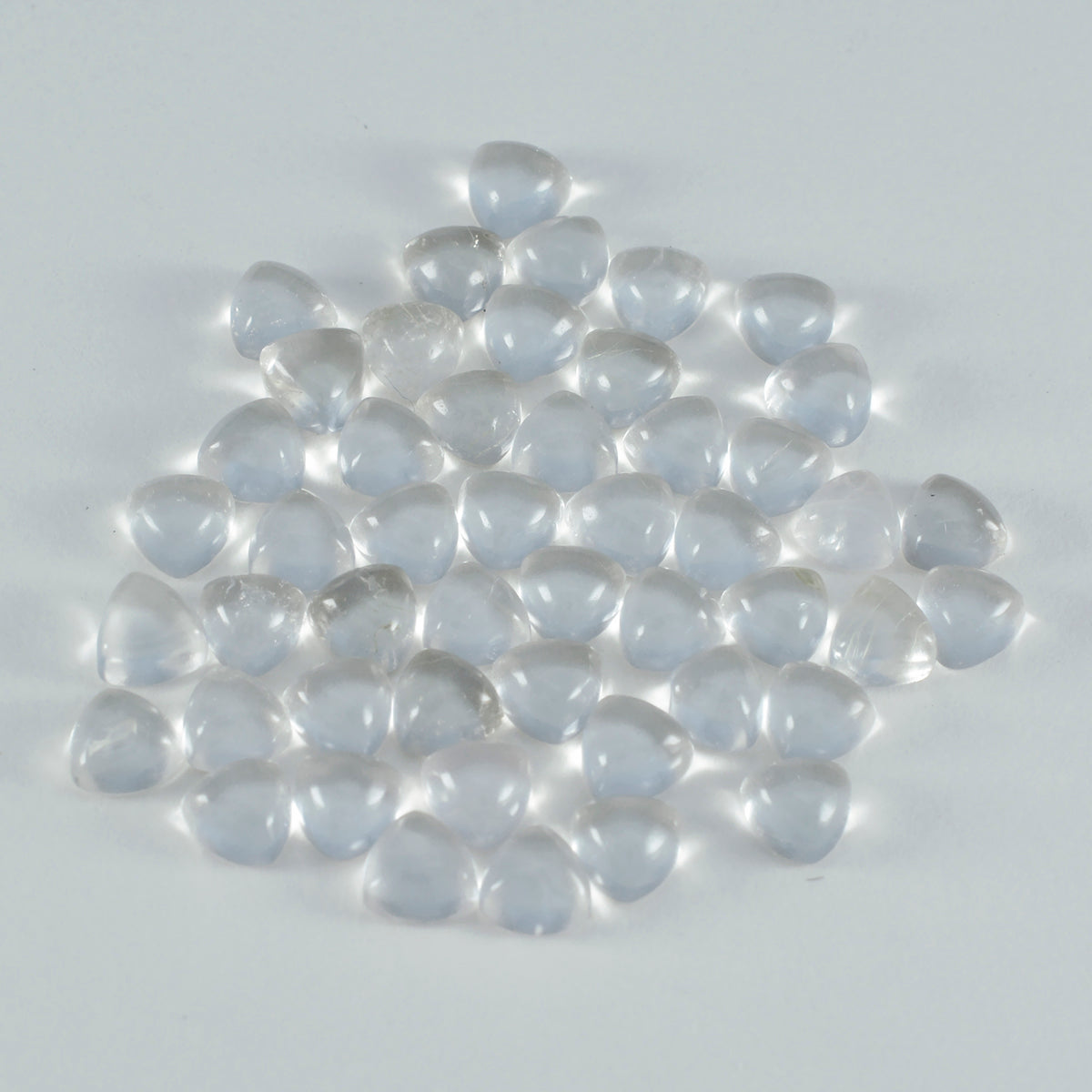 Crystal Quartz 10PC Tiny 5x5 MM Triangle Cabochon White Polished semi Precious Precious Gemstone