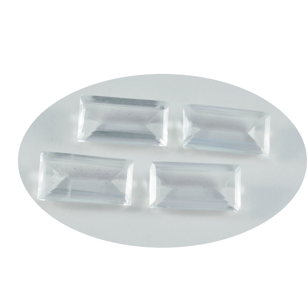 Crystal Quartz 1PC Chunky 10x20 MM Baguette Faceted White Fiery Semi Precious Loose Gemstone