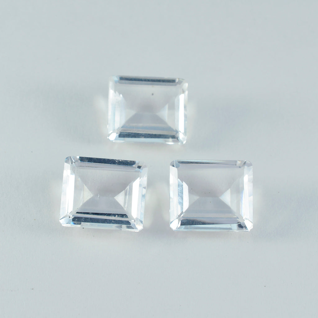 Crystal Quartz 1PC Chunky 12x16 MM Emerald Faceted White Fiery Semi Precious Loose Gemstone