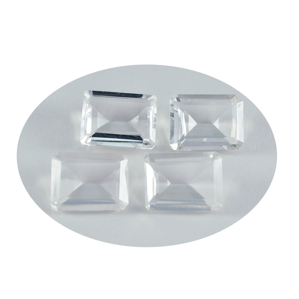 Crystal Quartz 1PC Chunky 12x16 MM Emerald Faceted White Fiery Semi Precious Loose Gemstone