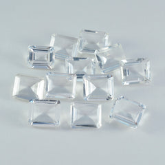 Crystal Quartz 1PC Small 6x8 MM Emerald Faceted White Luster Semi Precious Loose Gems