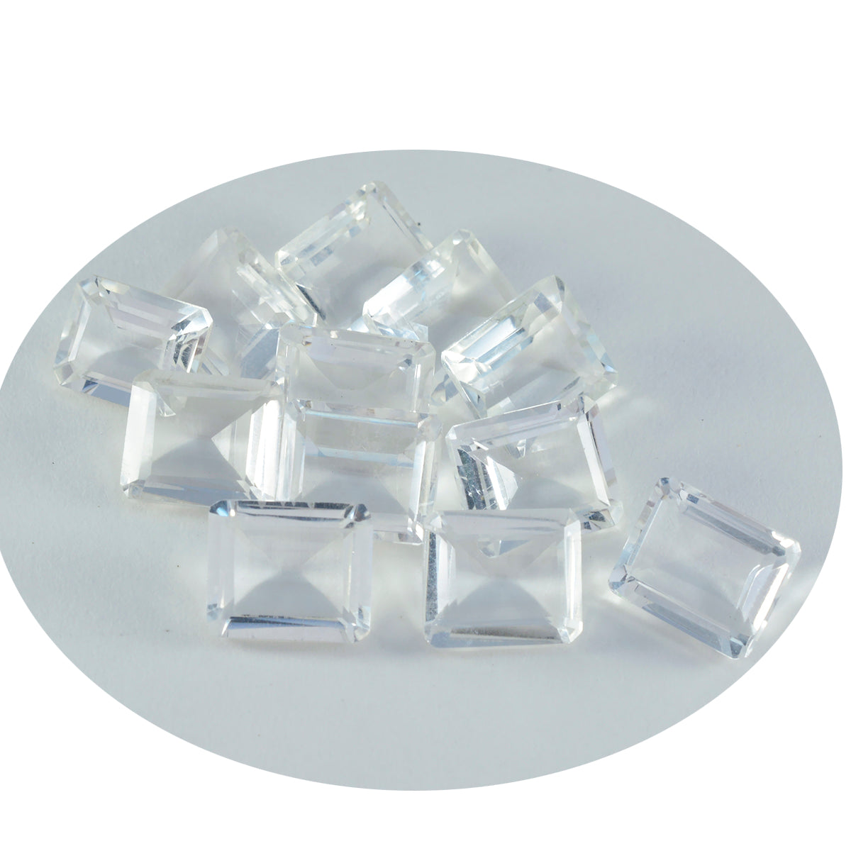 Crystal Quartz 1PC Small 6x9 MM Emerald Faceted White Lustrous Semi Precious Loose Gemstone Hoofdafbeelding