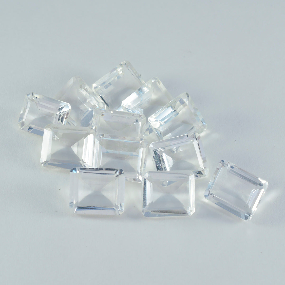 Crystal Quartz 1PC Small 6x9 MM Emerald Faceted White Lustrous Semi Precious Loose Gemstone