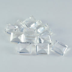 Crystal Quartz 1PC Small 6x9 MM Emerald Faceted White Lustrous Semi Precious Loose Gemstone