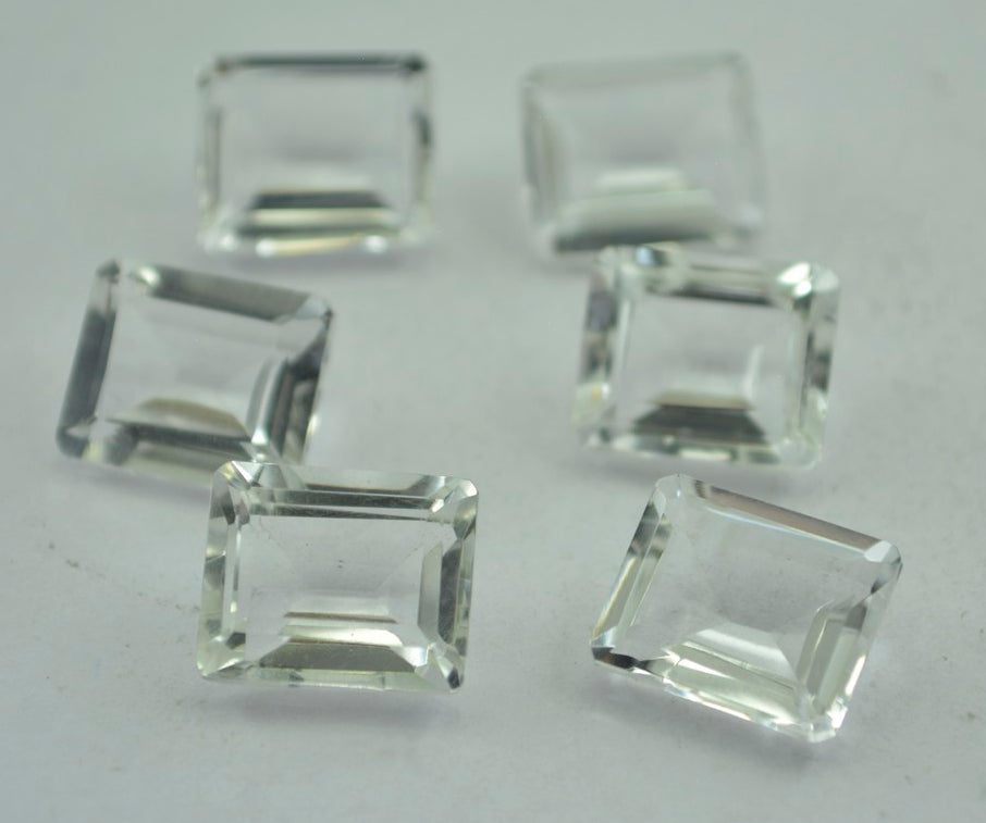 Crystal Quartz 1PC Large 10x12 MM Emerald Faceted White Superior Semi Precious Gems