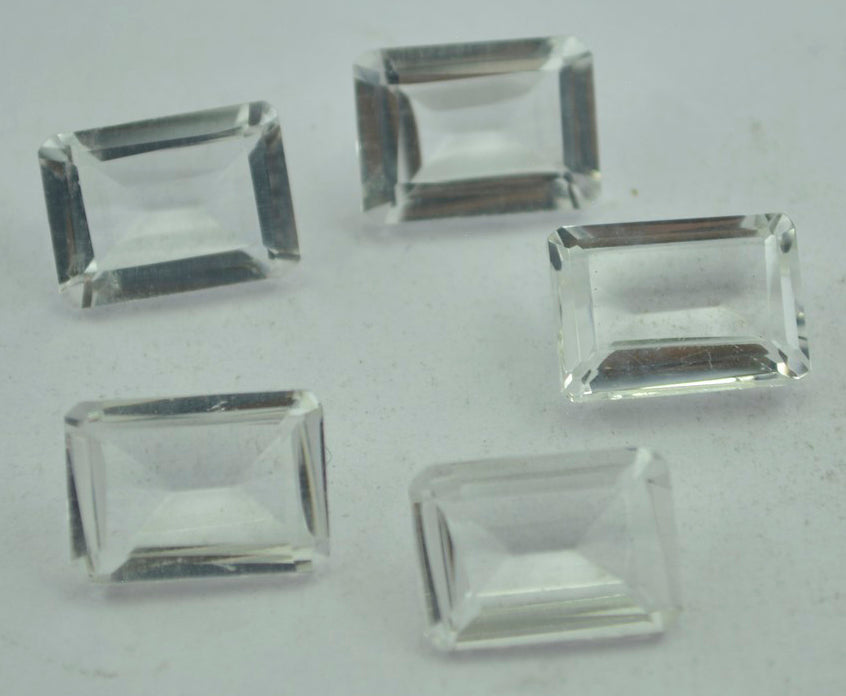 Crystal Quartz 1PC Chunky 12x16 MM Emerald Faceted White Fiery Semi Precious Loose Gemstone