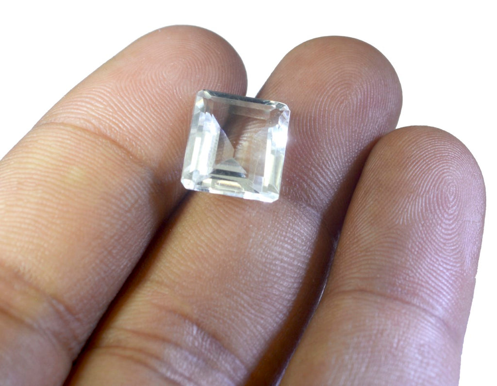 Crystal Quartz 1PC Chunky 15x20 MM Emerald Faceted White Sparkling Semi Precious Gems