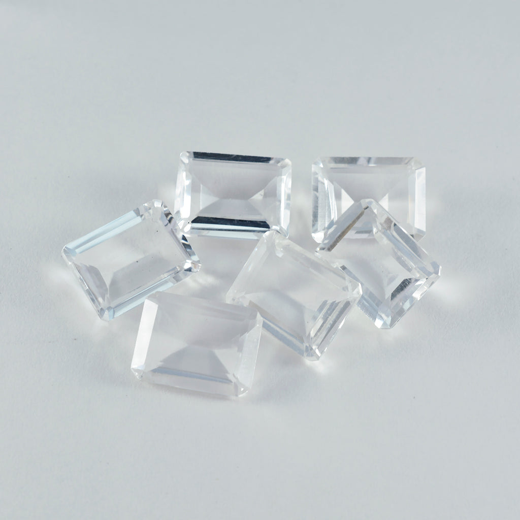 Crystal Quartz 1PC Small 6x8 MM Emerald Faceted White Luster Semi Precious Loose Gems