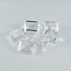 Crystal Quartz 1PC Small 6x8 MM Emerald Faceted White Luster Semi Precious Loose Gems