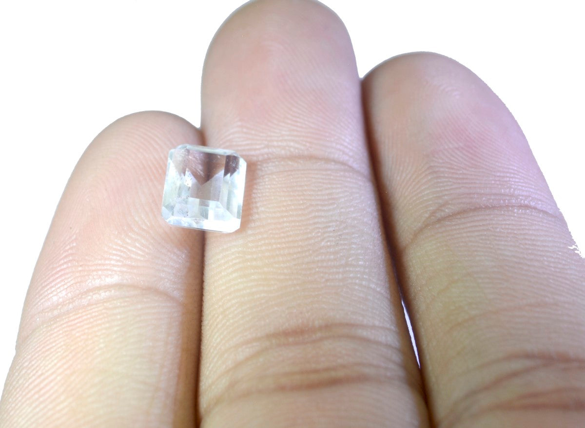 Crystal Quartz 1PC Medium 7x10 MM Emerald Faceted White Fine Semi Precious Gems