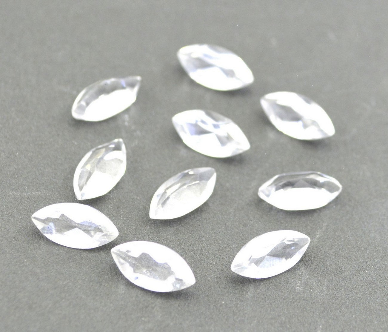 Crystal Quartz 10PC Tiny 2x4 MM Marquise Faceted White Fiery Semi Precious Gems