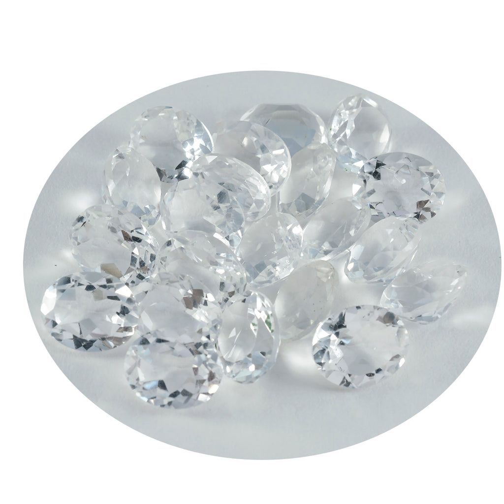 Crystal Quartz 1PC Medium 7x10 MM Oval Faceted White Sparkling Semi Precious Gems