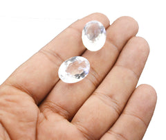 Crystal Quartz 1PC Chunky 12x16 MM Oval Faceted White Fine Semi Precious Loose Gemstone