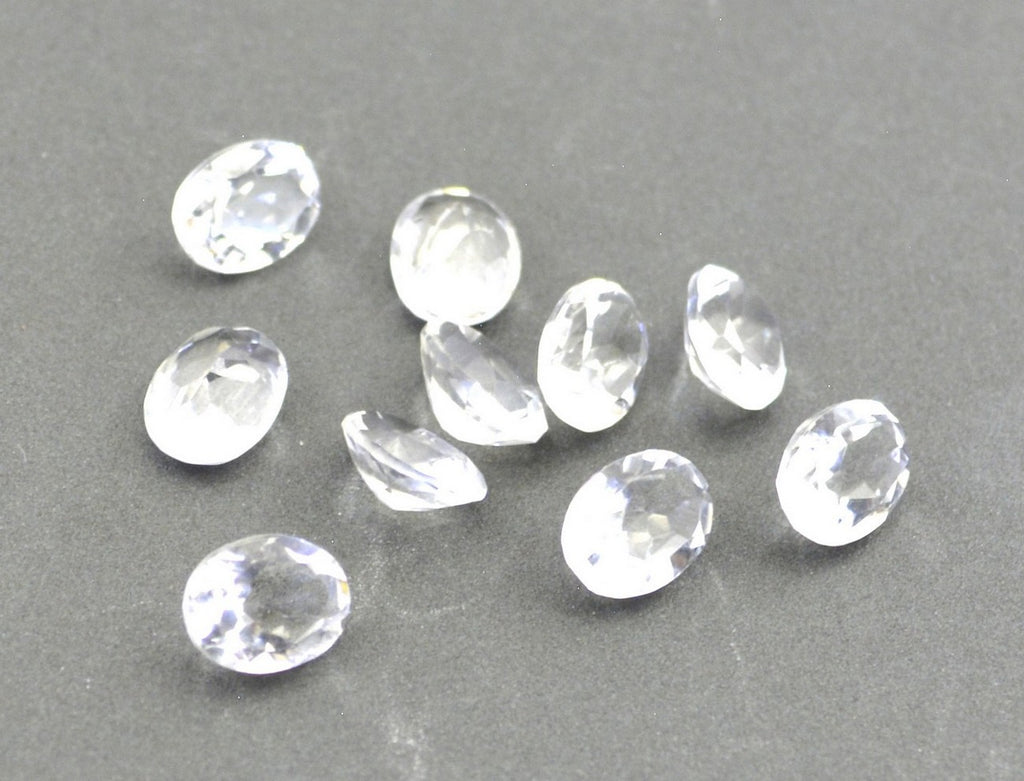 Crystal Quartz 10PC Tiny 3x5 MM Oval Faceted White Natural Semi Precious Loose Gemstone