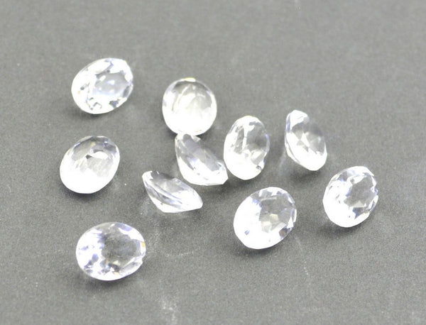Crystal Quartz 10PC Tiny 3x5 MM Oval Faceted White Natural Semi Precious Loose Gemstone