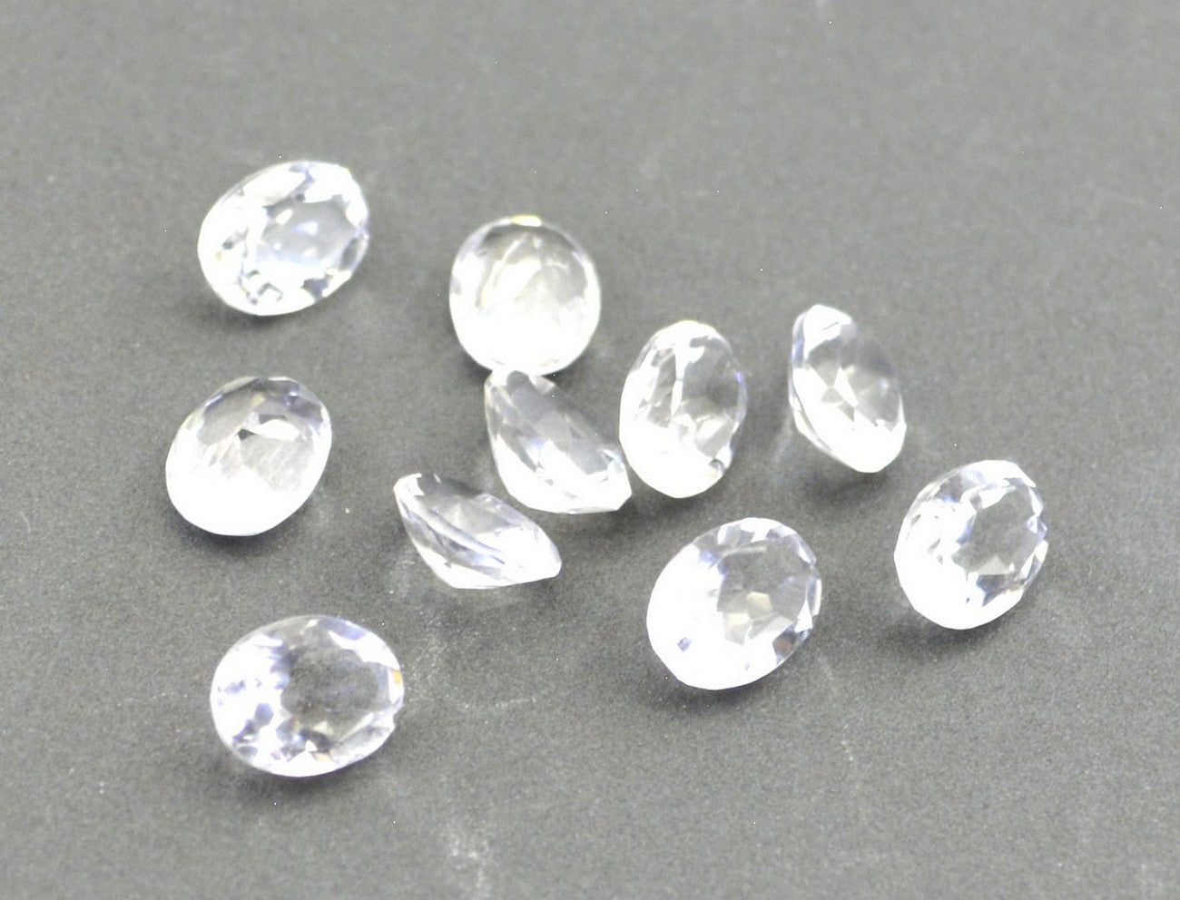 Crystal Quartz 10PC Tiny 4x6 MM Oval Faceted White Genuine Semi Precious Loose Gemstones
