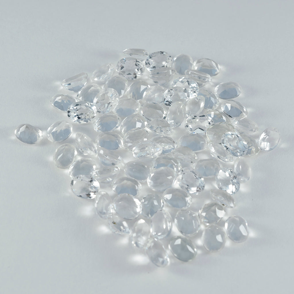 Crystal Quartz 10PC Tiny 4x6 MM Oval Faceted White Genuine Semi Precious Loose Gemstones