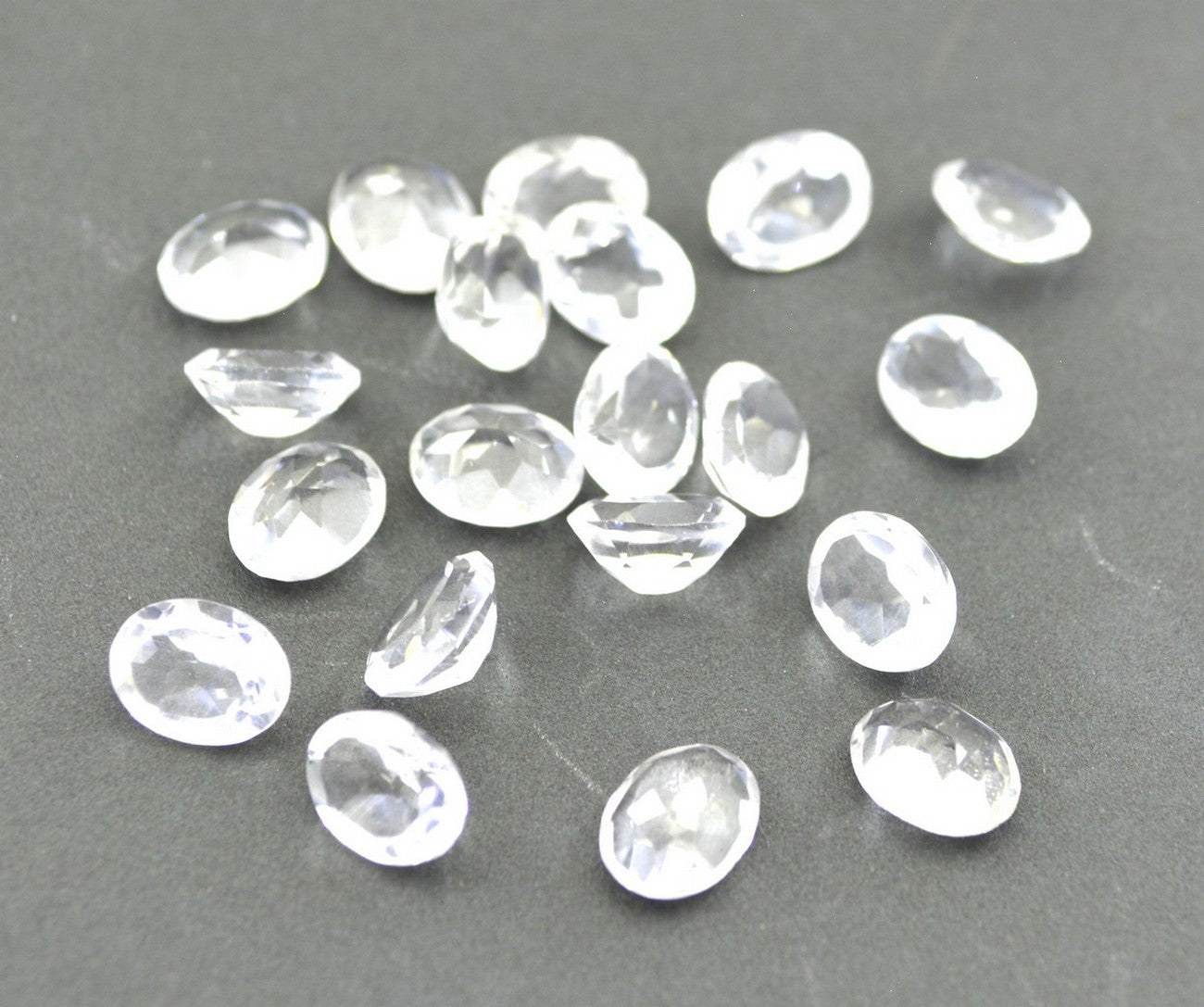 Crystal Quartz 1PC Small 6x9 MM Oval Faceted White Fiery Semi Precious Loose Gemstone