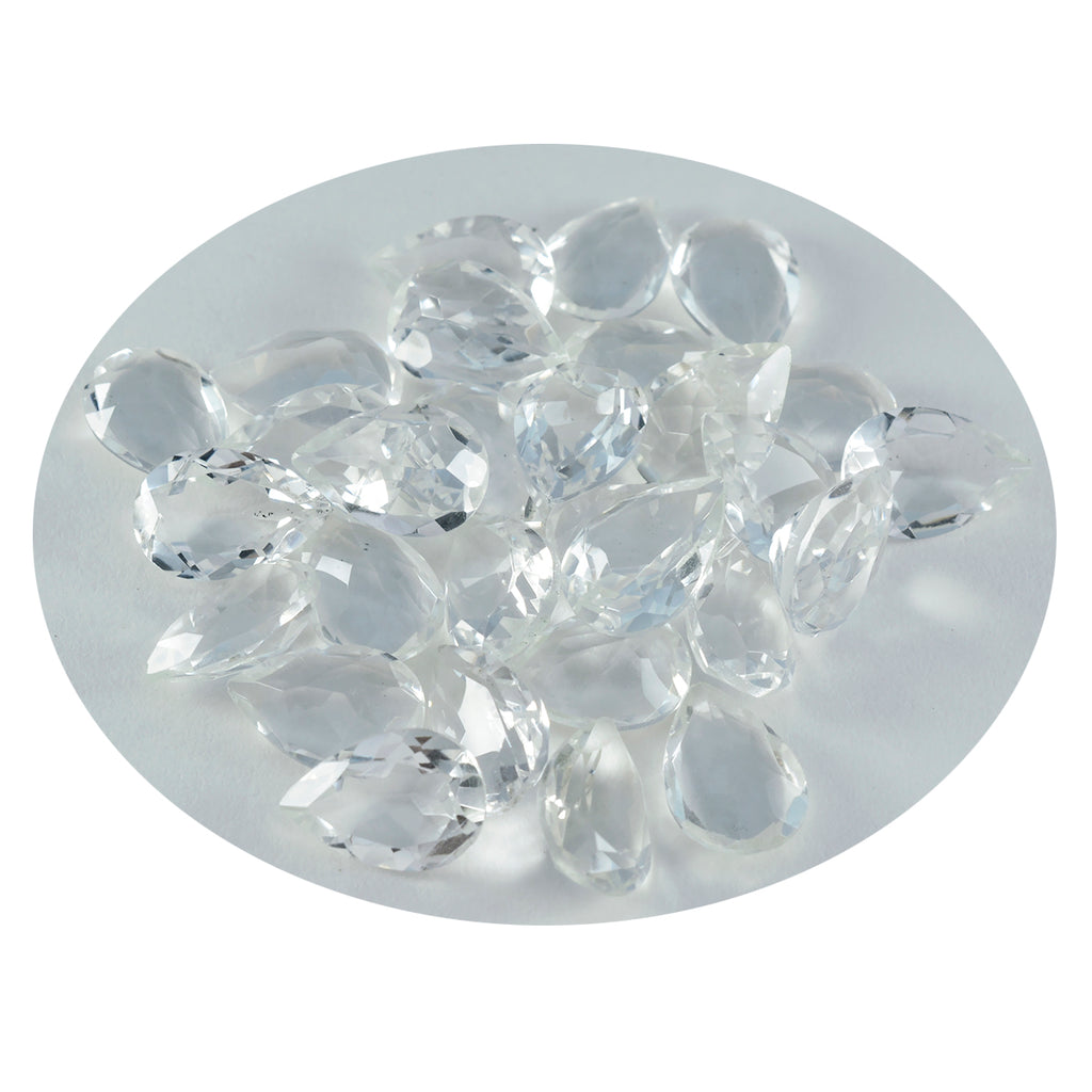 Crystal Quartz 1PC Small 6x9 MM Pear Faceted White Natural Semi Precious Gems