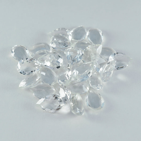 Crystal Quartz 1PC Medium 7x10 MM Pear Faceted White Superior Semi Precious Loose Gemstone
