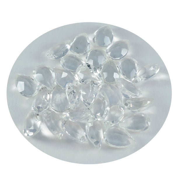 Crystal Quartz 1PC Medium 8x10 MM Pear Faceted White Pure Semi Precious Loose Gemstones