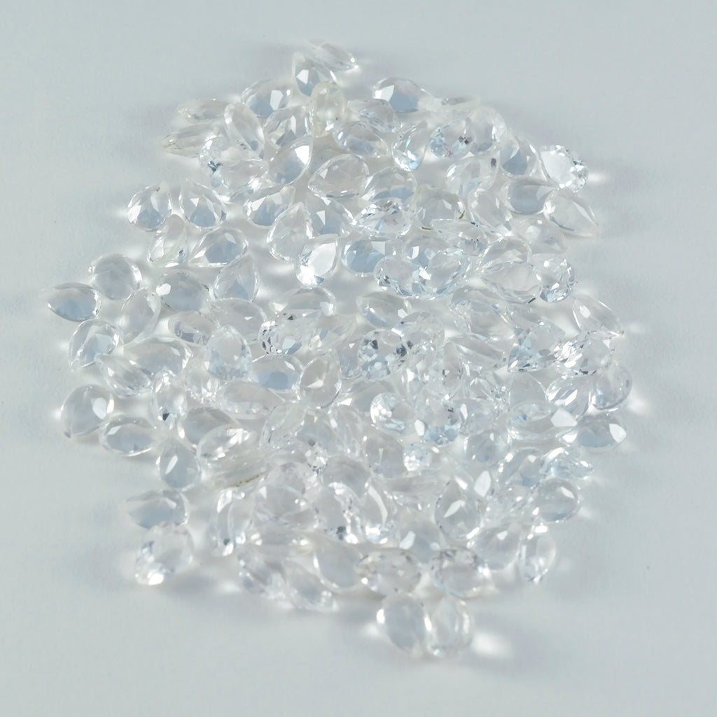 Crystal Quartz 10PC Tiny 4x6 MM Pear Faceted White Shine Semi Precious Loose Gems