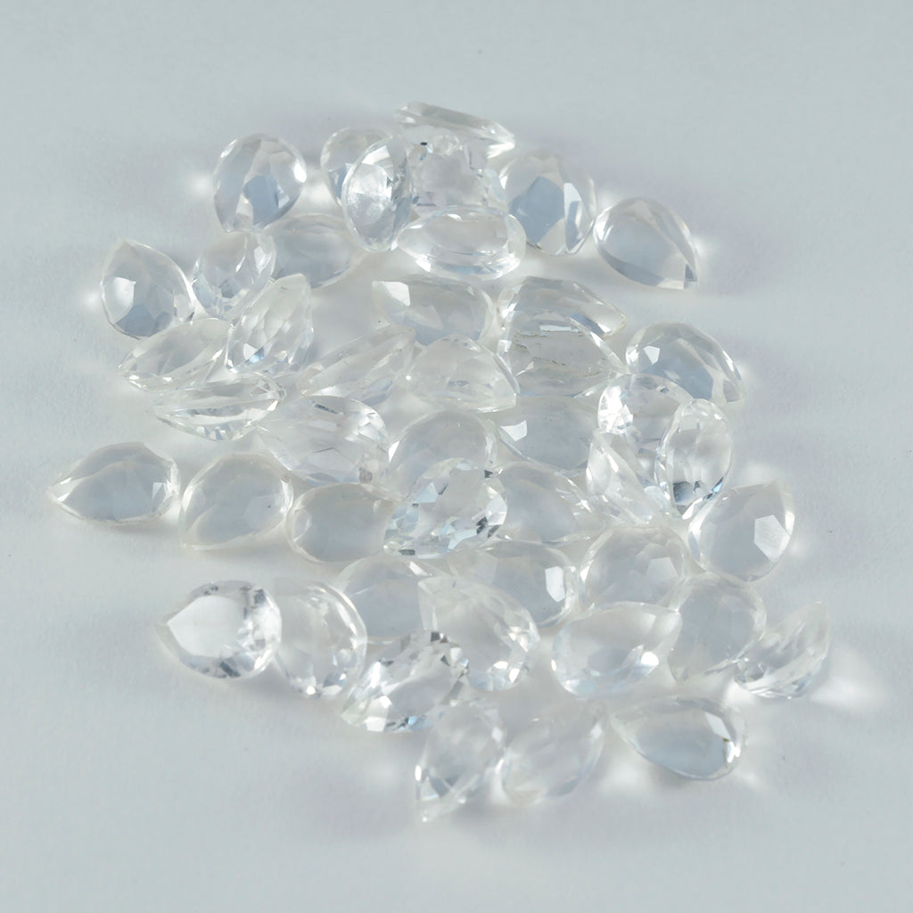 Crystal Quartz 1PC Small 6x8 MM Pear Faceted White High Quality Semi Precious Loose Gemstones