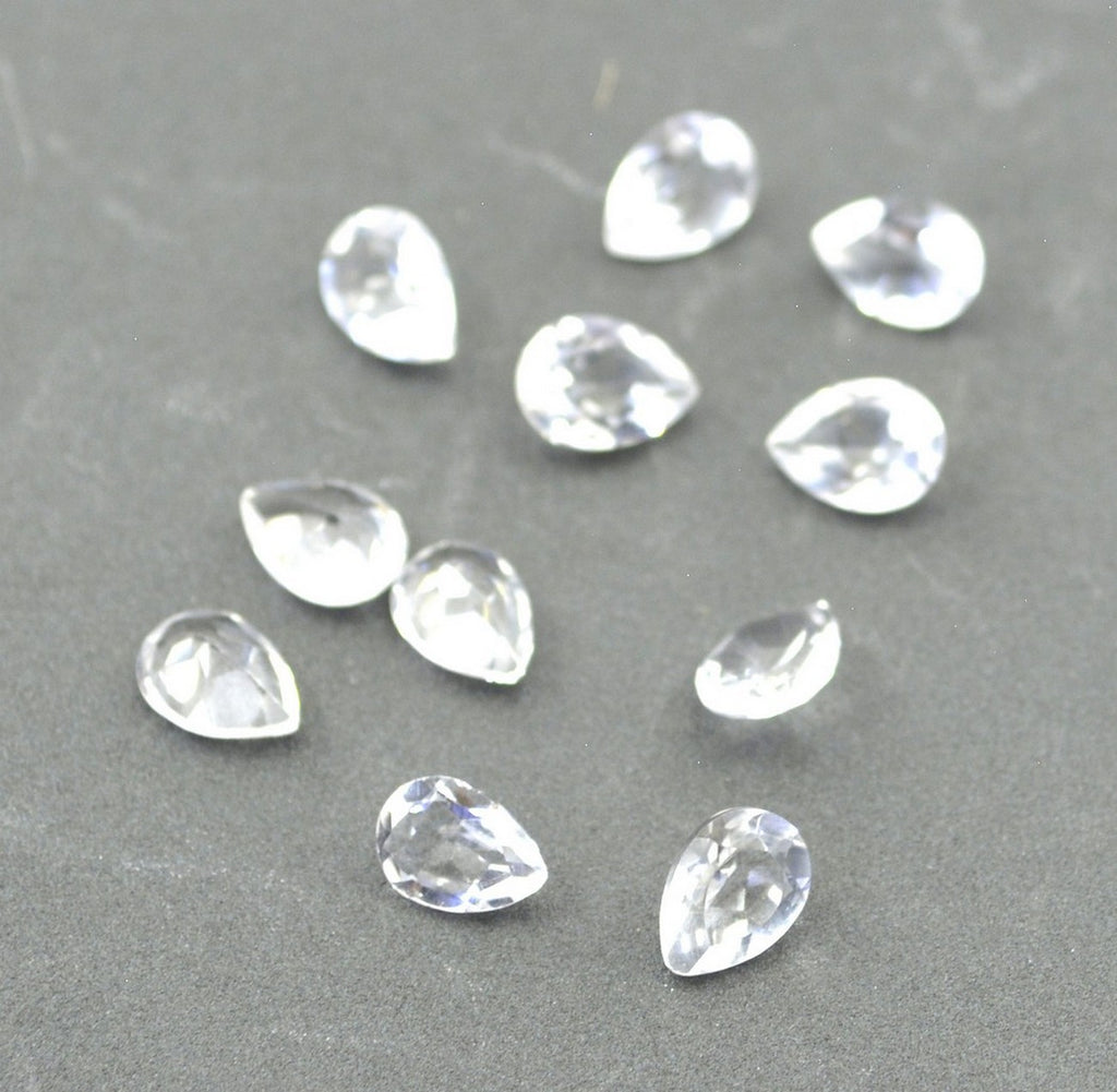 Crystal Quartz 1PC Small 6x8 MM Pear Faceted White High Quality Semi Precious Loose Gemstones