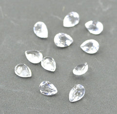 Crystal Quartz 1PC Small 6x8 MM Pear Faceted White High Quality Semi Precious Loose Gemstones