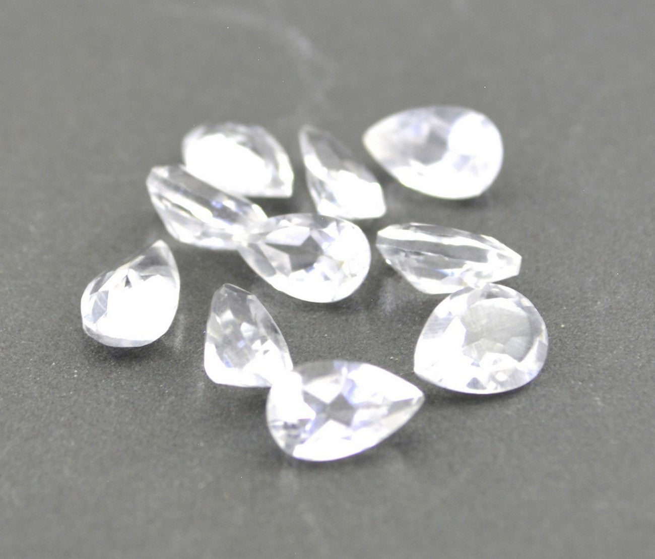 Crystal Quartz 1PC Medium 8x10 MM Pear Faceted White Pure Semi Precious Loose Gemstones