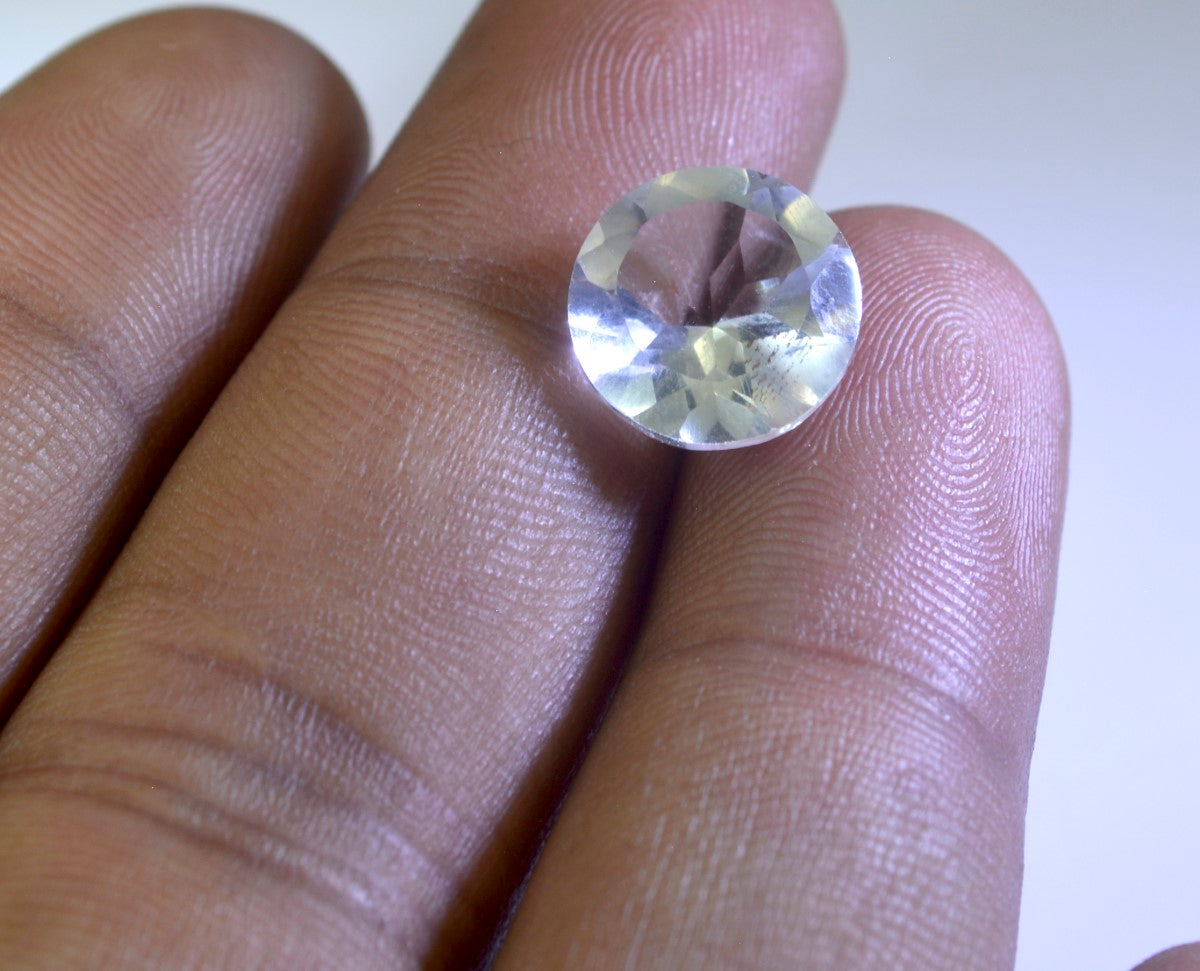 Crystal Quartz 1PC Large 10x10 MM Round Faceted White Shine Semi Precious Loose Gemstones