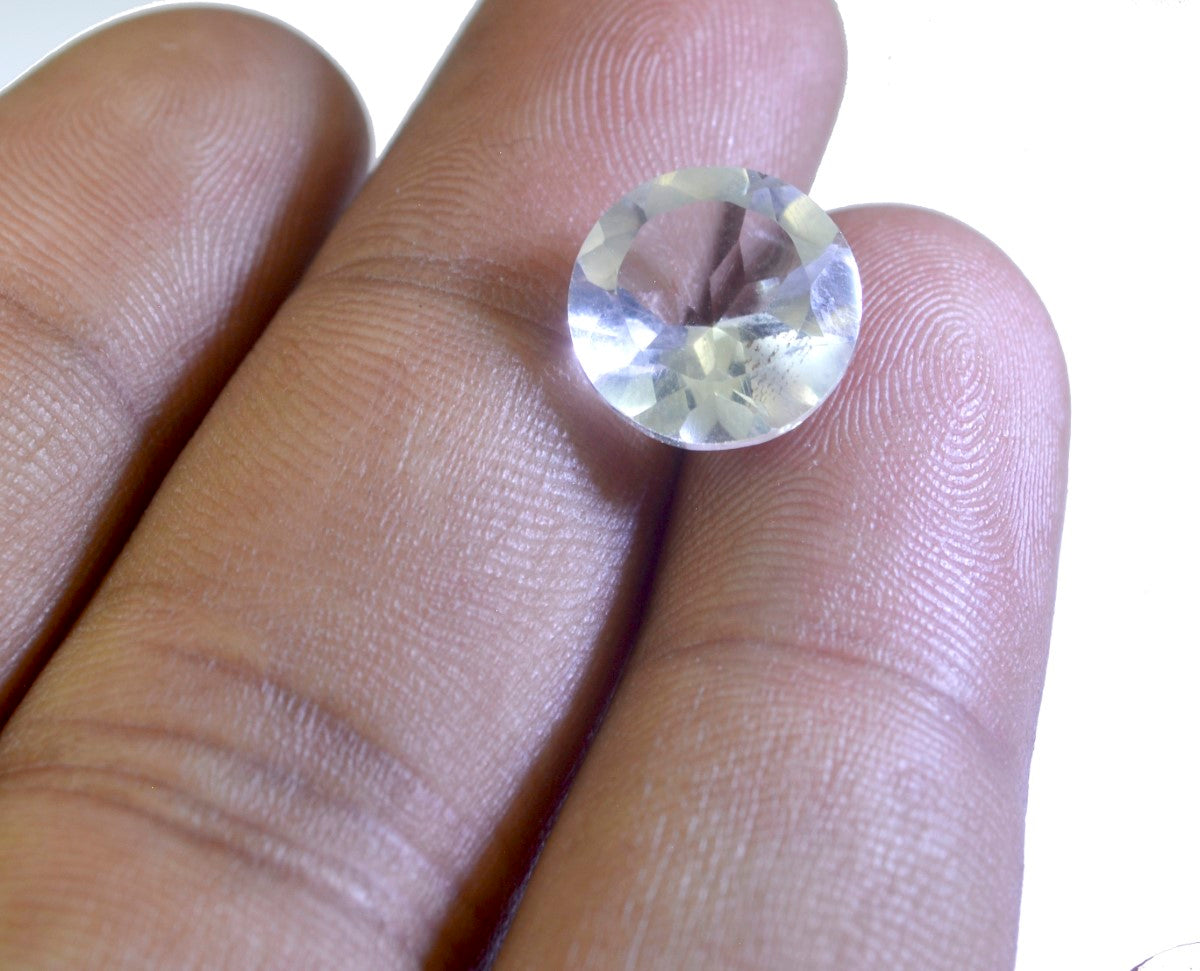Crystal Quartz 1PC Chunky 15x15 MM Round Faceted White Superior Semi Precious Gems
