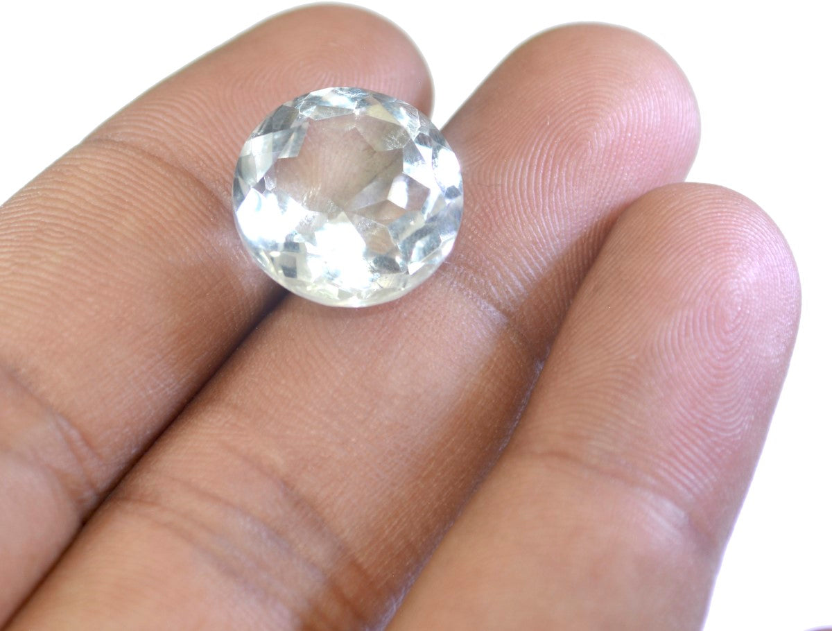 Crystal Quartz 10PC Tiny 5x5 MM Round Faceted White Sparkling Semi Precious Loose Gemstone Immagine secondaria del prodotto