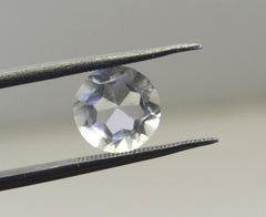 Bergkristall, 1 Stück, winzig, 6 x 6 mm, rund, facettiert, weiß poliert, Halbedelsteine, lose Edelsteine