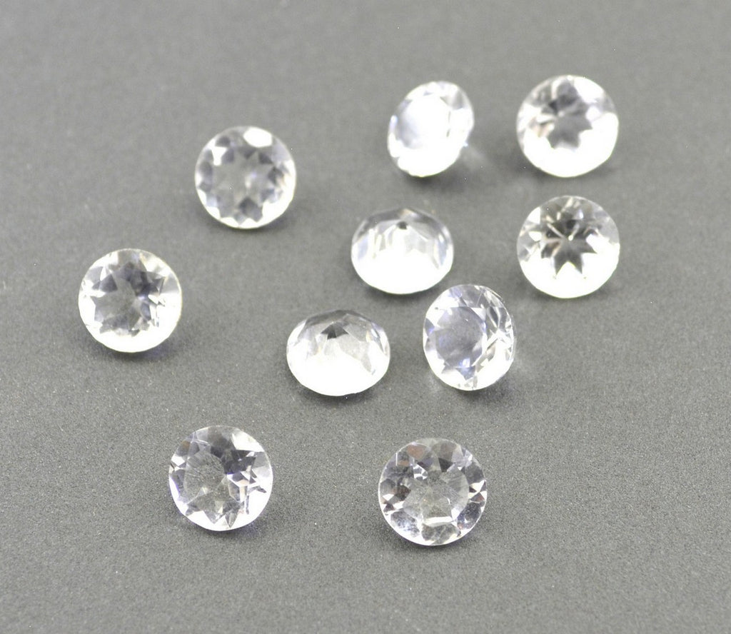 Crystal Quartz 1PC Medium 9x9 MM Round Faceted White Lustrous Semi Precious Loose Gemstone