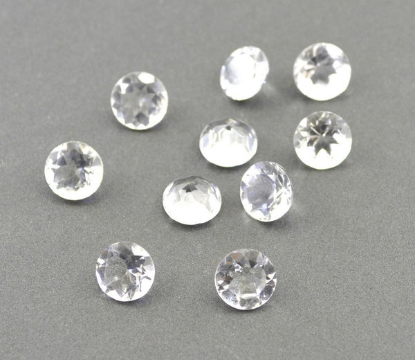 Crystal Quartz 1PC Medium 9x9 MM Round Faceted White Lustrous Semi Precious Loose Gemstone
