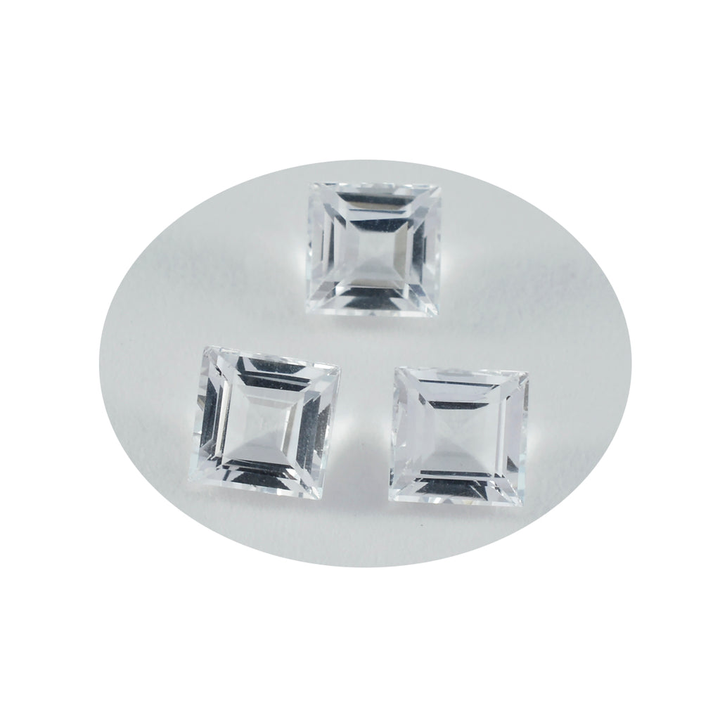 Bergkristall, 1 Stück, groß, 10 x 10 mm, quadratisch, facettiert, weiß glänzend, Halbedelsteine, lose Edelsteine