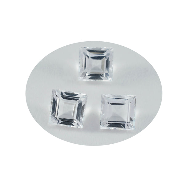 Bergkristall, 1 Stück, groß, 10 x 10 mm, quadratisch, facettiert, weiß glänzend, Halbedelsteine, lose Edelsteine