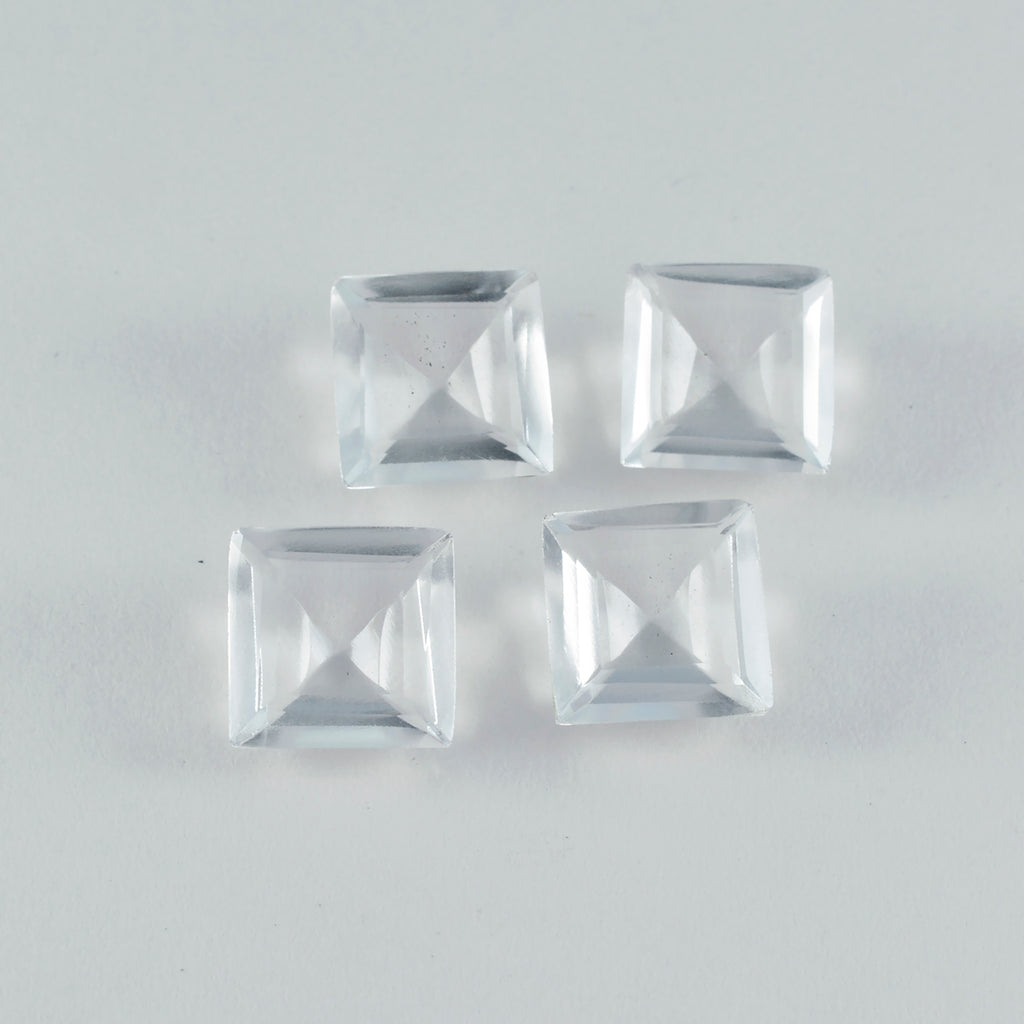 Bergkristall, 1 Stück, grob, 15 x 15 mm, quadratisch, facettiert, weiß, hochwertige Halbedelsteine
