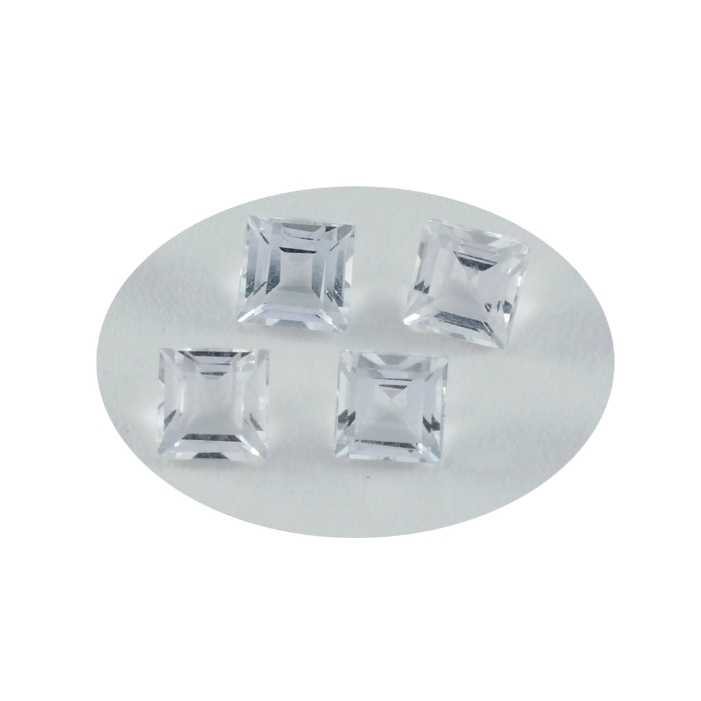 Crystal Quartz 1PC Small 8x8 MM Square Faceted White Luster Semi Precious Loose Gems